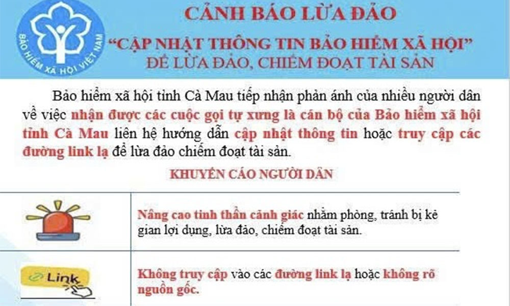 Cà Mau: Xuất hiện đối tượng giả danh cán bộ BHXH yêu cầu cung cấp thông tin cá nhân